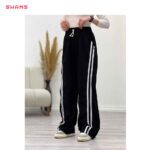 شلوار زنانه بغل خط دار مدل بگ دمپا گشاد گلکسی